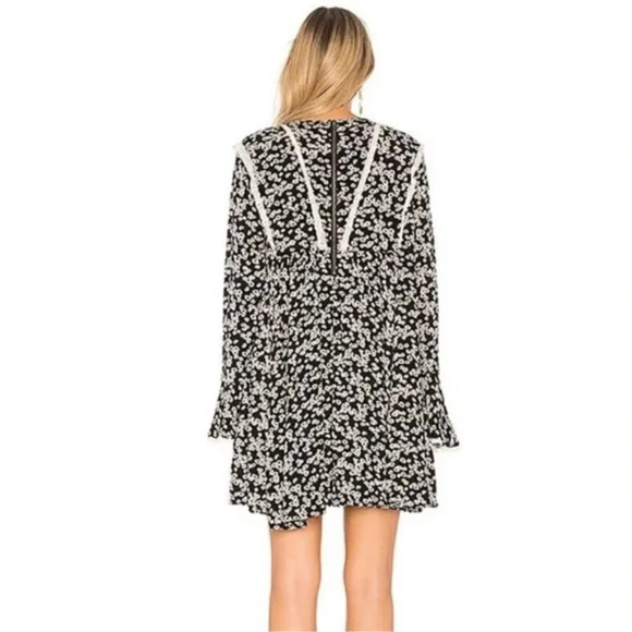 Free People Like You Best Mini Dress  In Black Floral Combo Size Small - Picture 6 of 14